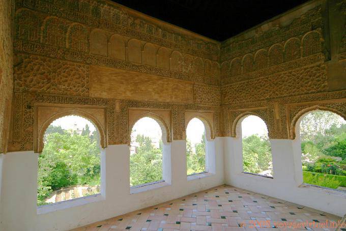 Palacio del Generalife. Mirador del Oeste patio del acequia, Alhambra Nasridi Granada - Spagna