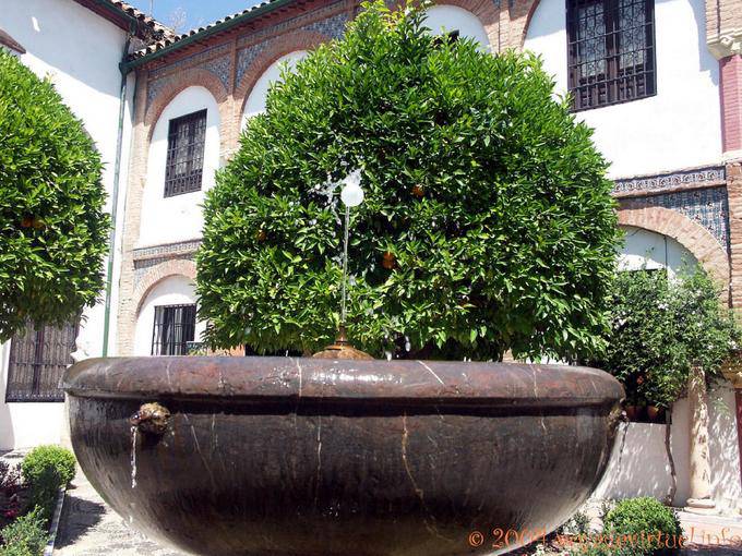 Bacino con getto d'acqua presso il Museo Provinciale, Cordoba - Spagna, Andalusia