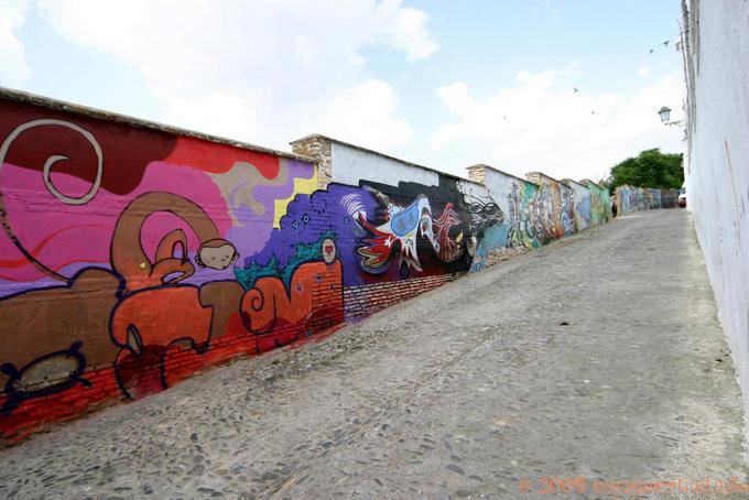 Tag sul muro in Albaicin, Granada - Spagna