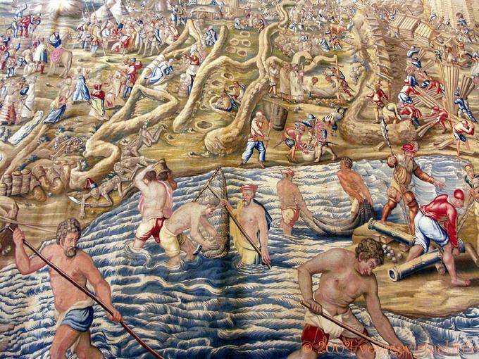 Tabella pesca scena e la guerra, Siviglia Alcazar - Spagna