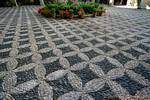 Ciottoli suolo dettagliati del cortile del Palacio de Viana, Cordoba, Spagna.