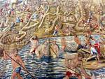 Tabella pesca scena e la guerra, Siviglia Alcazar, Spagna.