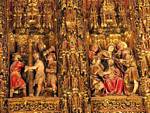 Particolare della pala d'altare di Pyeter Dankart (Incoronazione di Espinas destra), Cattedrale di Siviglia, Spagna.