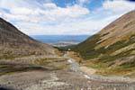 Vista verso il basso durante la risalita, Ushuaia, ghiacciaio Martial, Argentina.
