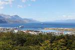 Veduta del porto di Ushuaia dalla strada del ghiacciaio Martial, Argentina.