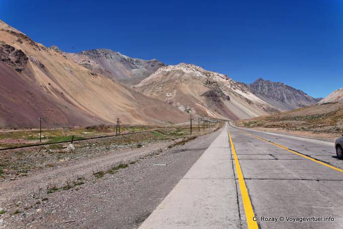 Retta Ruta 7 di Mendoza in Cile - Argentina