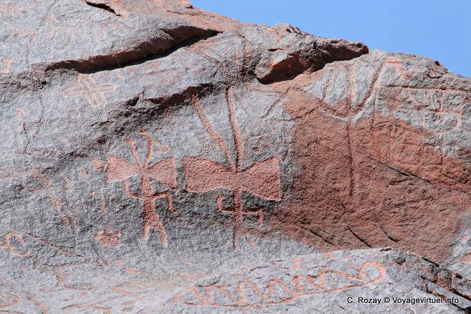 Ballerini, tracce di disegno su pietra, petroglifi, Talampaya - Argentina