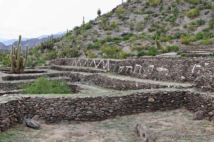 Pareti sulle pendici del monte Cerro Alto del Rey, rovine Quilmes - Argentina