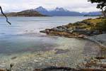 Bahia Ensenada con Isla Rotonda e Darwin canale in background, Parque Nacional Tierra del Fuego, Ushuaia, Argentina.