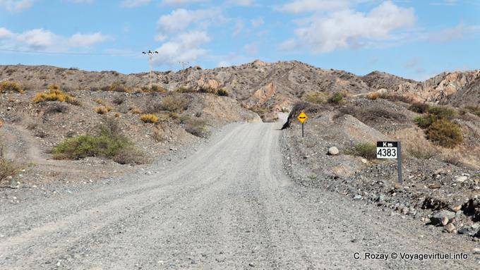 La pista al km 4383 Valley Calchaquies, Ruta 40 - Argentina