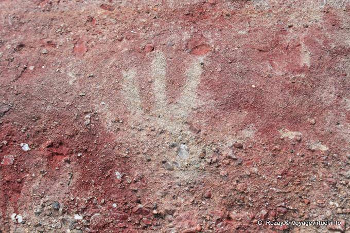 Indiano Handprint, pittura rupestre Tehuelche, Walichu - Argentina