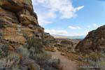 Vista dalle grotte, sito archeologico Tehuelche, Walichu, Argentina.