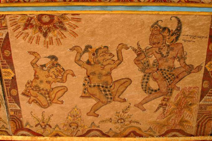 Murale divertente al palazzo di giustizia, Klungkung - Bali