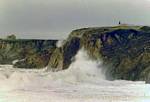Schiuma dei giorni durante la tempesta, Quiberon, Bretagna, Francia.