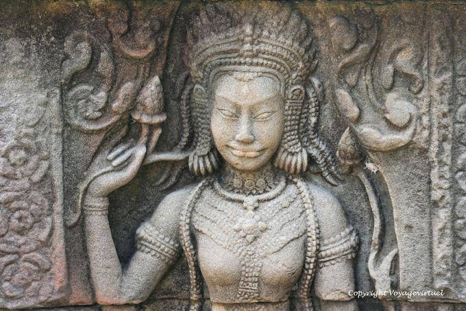 Devata faccia molto tipico, Banteay Kdei, Angkor, Cambogia
