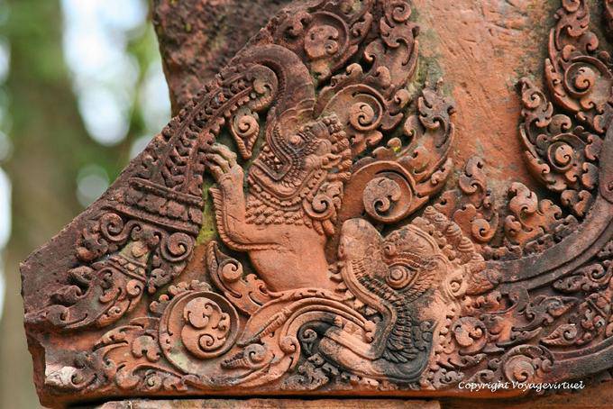 Kala kirtimukha o divorare un sollievo leone, Banteay Srei, Angkor, Cambogia