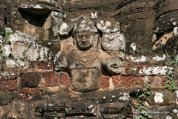 Dettaglio nella pietra arenaria Angkor Thom, Angkor, Cambogia