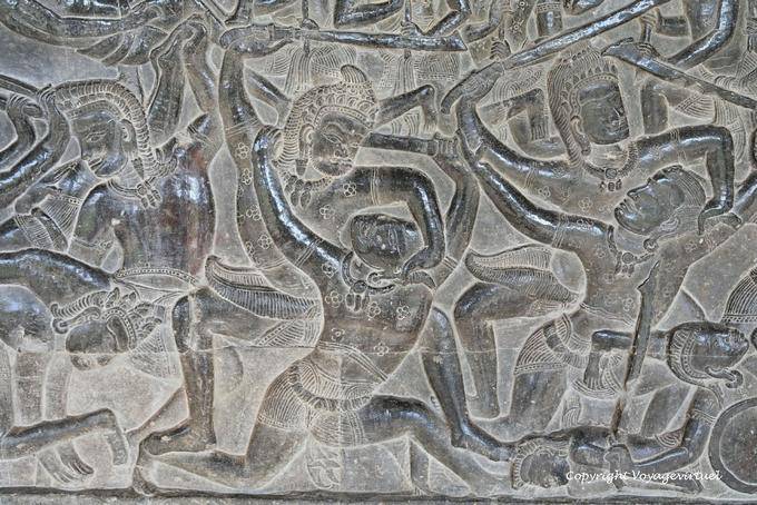 Kaurava contro i Pandava, fresco, battaglia di Kurukshetra, Angkor Wat, Angkor, Cambogia