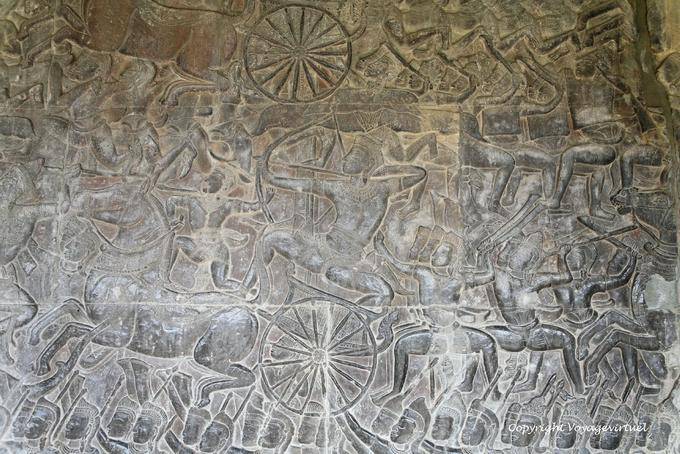 Archer nel suo carro in battaglia, fresco, Angkor Wat, Angkor, Cambogia