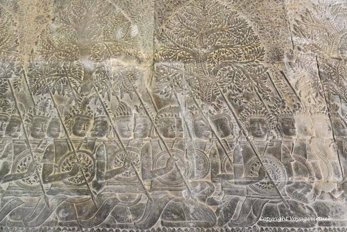 Sfilata di soldati, militari Suryavarman II, fresco, Angkor Wat, Angkor, Cambogia