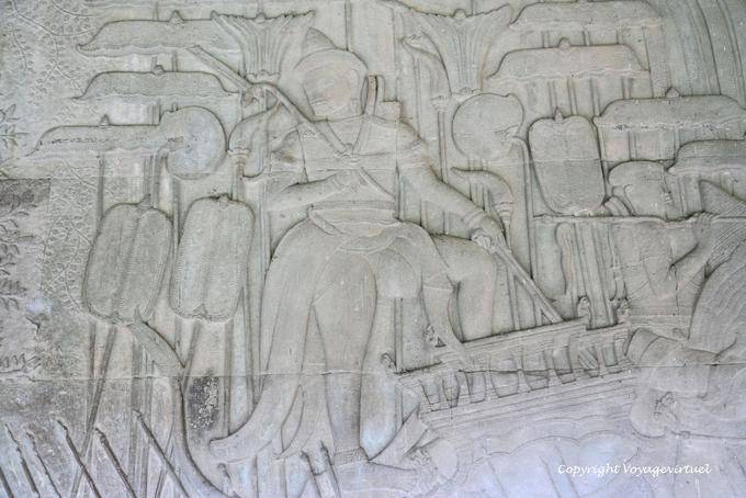 Estratto del poema epico indiano Mahabharata, bassorilievo, Angkor Wat, Angkor, Cambogia