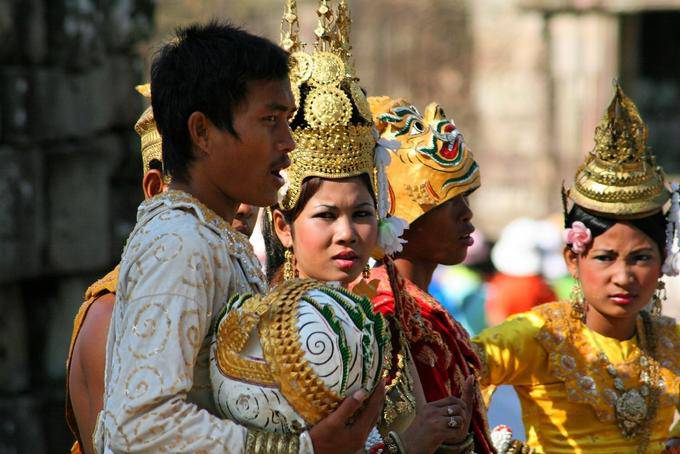 Costumi di intrattenimento Tourist Bayon Angkor Thom, Angkor, Cambogia
