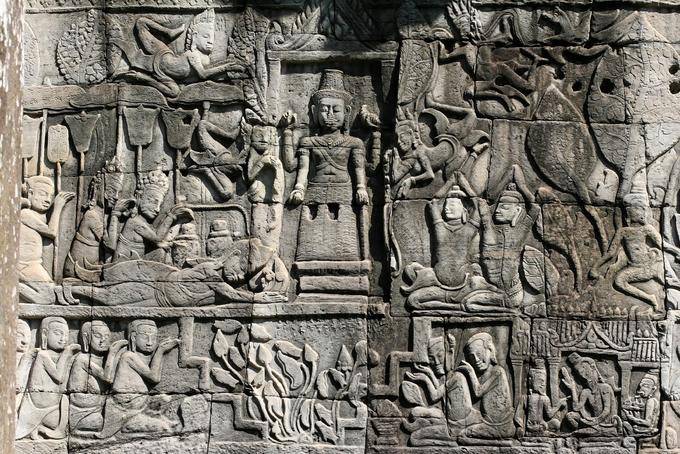 Adorazione bramino Bayon, Angkor Thom, Angkor, Cambogia