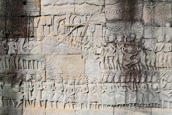 Jayavarman VII galleria sollievo nord Bayon, Angkor Thom, Angkor, Cambogia