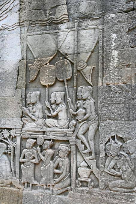 Sollievo Offrendo galleria Bayon Angkor Thom, Angkor, Cambogia
