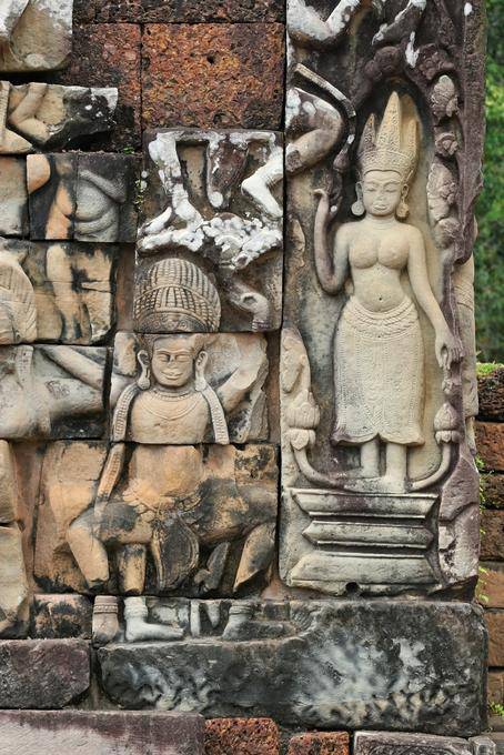 Devata del pilastro angolo, Terrazza del Re lebbroso, Angkor Thom, Angkor, Cambogia