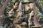 Sculptures sur l'une des tours, Banteay Samré Tempio, Angkor