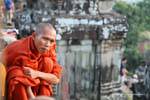 Phnom Bakheng sguardo monaco, Cambogia.