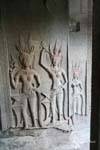 Sculture di colore apsaras, Angkor Wat, Cambogia.