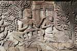 Close-up sul rilievo Bayon Angkor Thom, Cambogia.