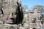 Sorridere testa monumentali, Bayon, Angkor Thom, Cambogia.
