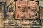 I caratteri sulla parete nord della parete esterna, Terrazza del Re Lebbroso, Cambogia.