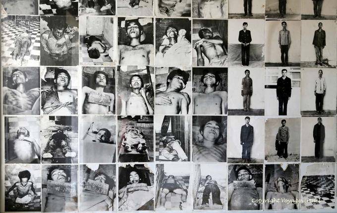 Le guardie stavano fotografando i corpi mutilati delle loro vittime, Genocide Museum, Phnom Penh - Cambogia