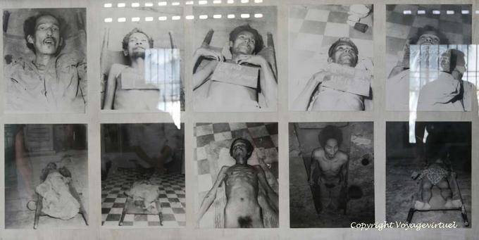Fotografie torturati, museo Khmer genocidio, Phnom Penh - Cambogia