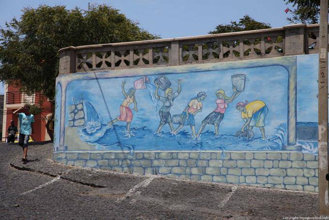 Fogo, São Filipe, dipingere i muri - Capo Verde