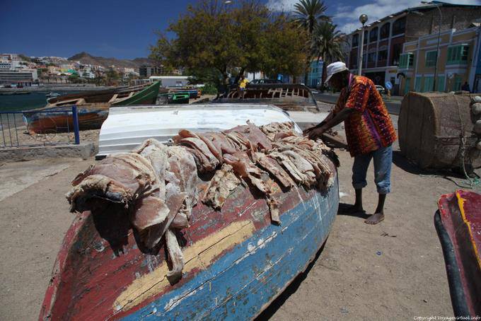São Vicente, porto di pesca di Mindelo, arco di essiccazione - Capo Verde