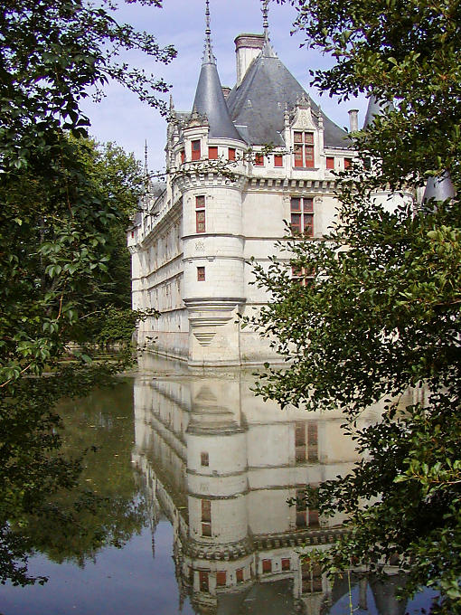 Riflessioni del giardino, Château d'Azay-le-Rideau, Francia.