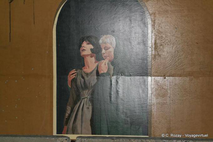 Muro Dipinto raffigurante una scena a teatro, Avignon, Provenza, Francia