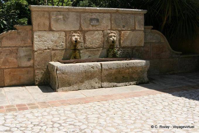 Grimaud, fontana leone, Provenza, Francia