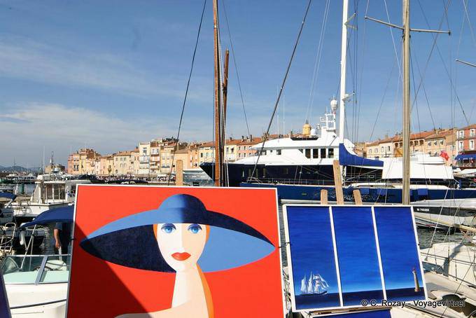 Saint-Tropez, la signora con il cappello (tabella), Provenza, Francia