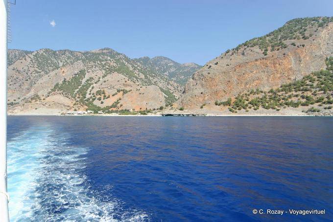 Vista Agia Roumeli-panoramico alla foce del Gole di Samaria - Creta, Grecia
