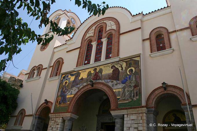 Facciata Mosaico di una chiesa, Agios Nikolaos - Creta, Grecia