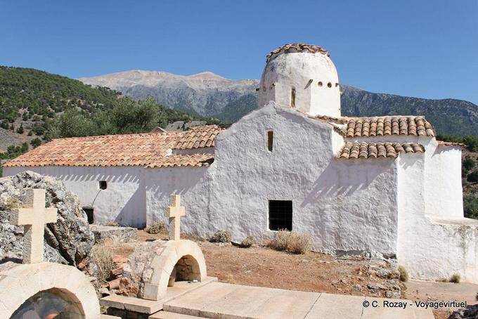 Cimitero e la cappella, Aradena - Creta, Grecia