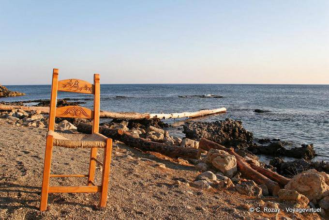 Presidenza sola sulla spiaggia legni, Frangokastello - Creta, Grecia