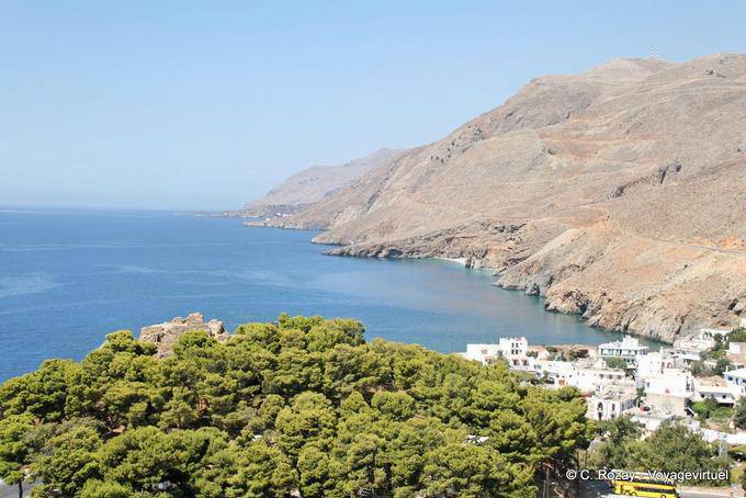 Vista sulla costa di Sfakia Vritomartis dal - Creta, Grecia