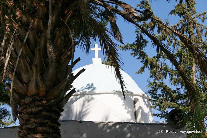 Dome dietro una palma vicino Vori - Creta, Grecia